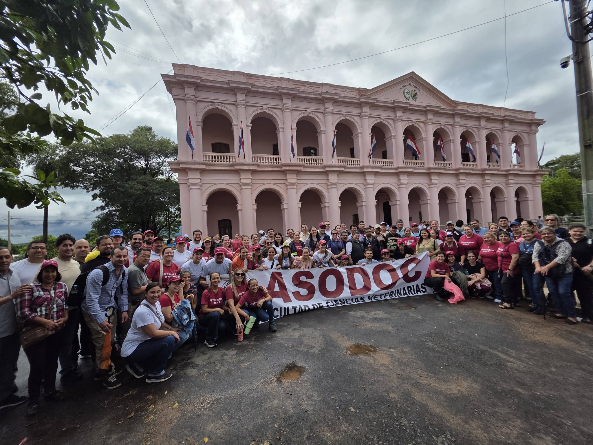 CON PARO TOTAL, DOCENTES DE LA FCV UNA SE MOVILIZAN FRENTE AL CONGRESO PESE A LA LLUVIA